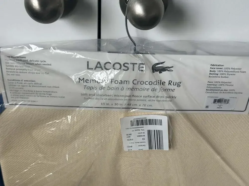 Lacoste Memory Foam Crocodile Bath Rug Surf Blue 19 x 30